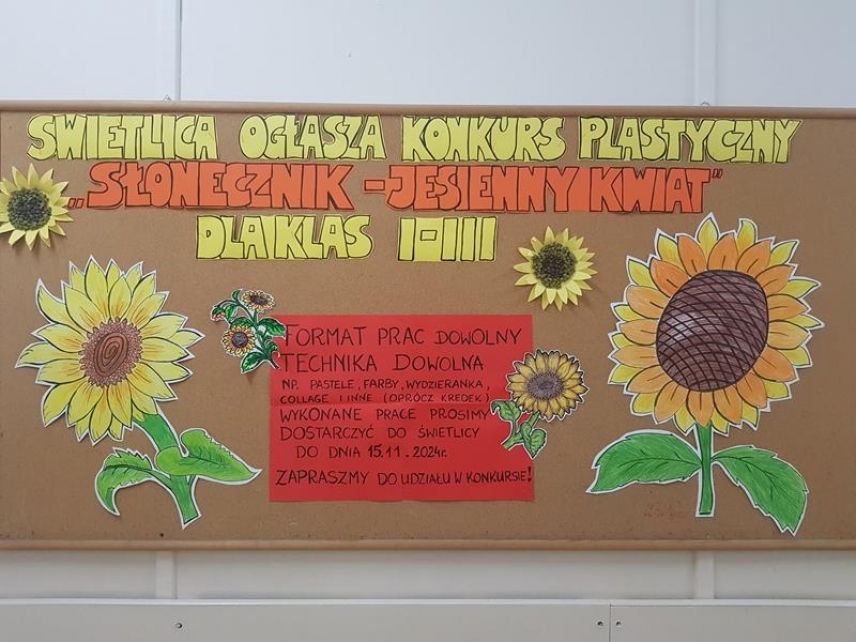 UWAGA! KONKURS PLASTYCZNY DLA KLAS I-III ,,SŁONECZNIK JESIENNY KWIAT&quot;